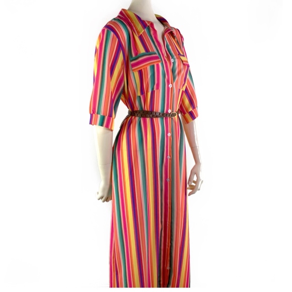 ONLY 1 LEFT SZ M Resort Wear Striped Dress SZ M - Picture 4 of 6